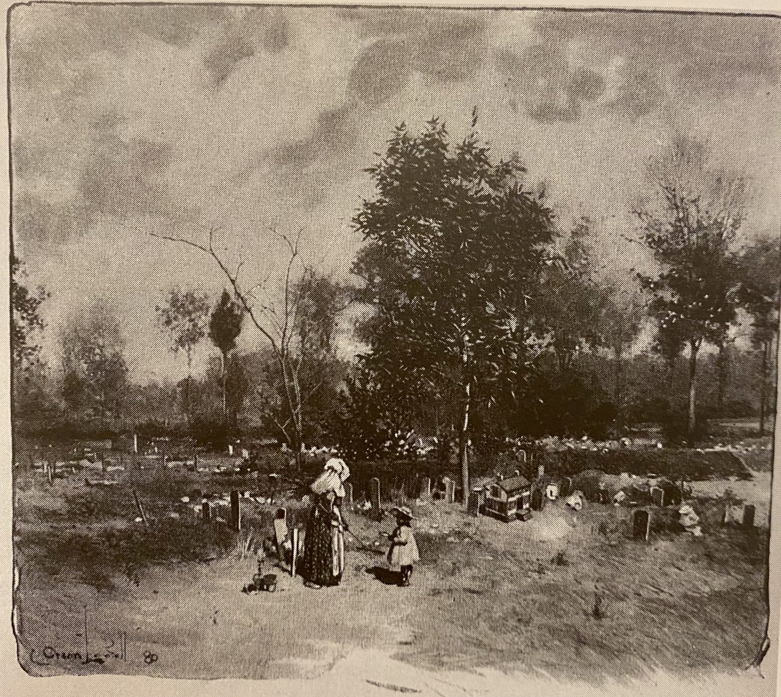 Pine Forest Cemetery (Dixie or Southern Scenes and Sketches, by Julian Ralph, 1896)